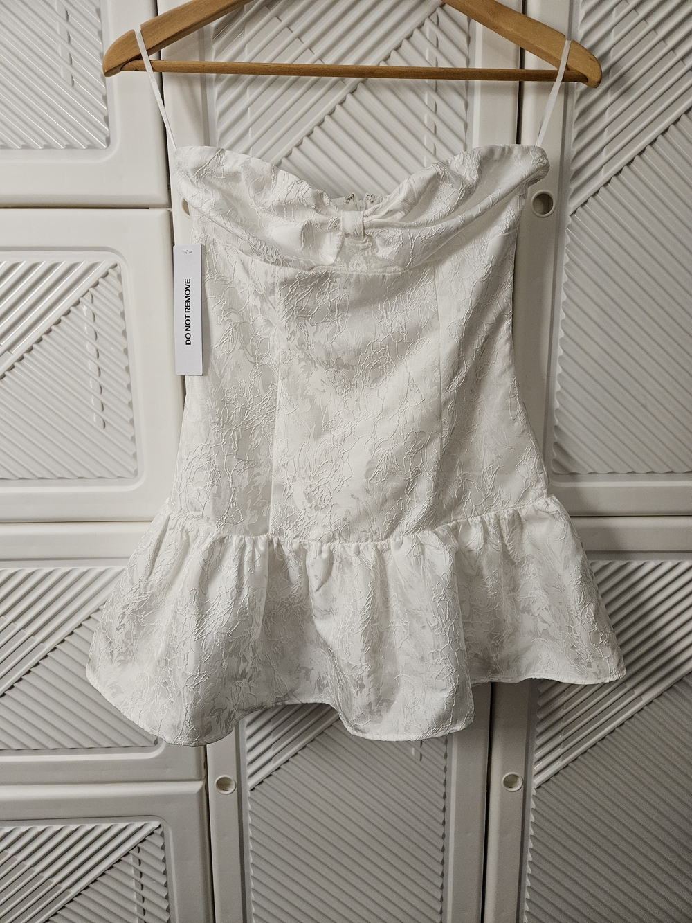 Princess Polly White Floral Jacquard Ruffle Mini Skirt